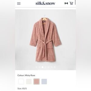 $113 NWT Silk&Snow 100% Egyptian Cotton Terry Bathrobe, Sand XS/S